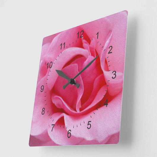Roze roze roze bladen vierkante klok (Hoek)