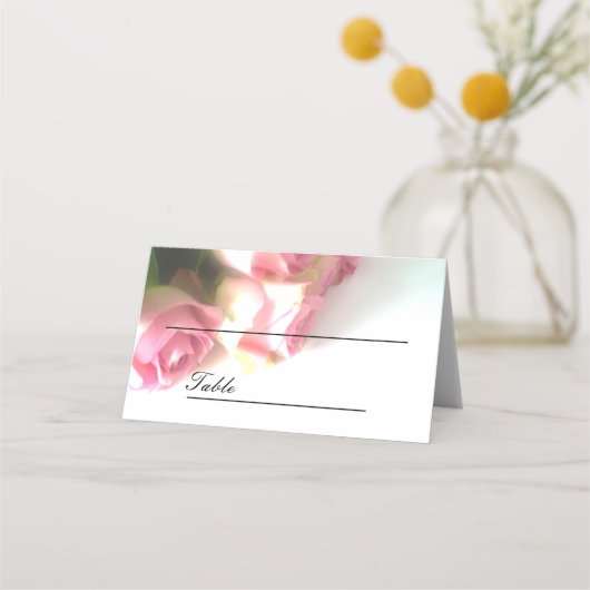 Roze roze roze bloem aangepaste trouwtafel plaatje plaatskaartje (Voorkant)