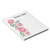 Roze roze roze bloem vrouwelijke verjaardag notitieblok (Schuin)