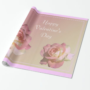 roze roze roze bloemen blij met valentijnsdag cadeaupapier