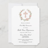 Roze roze roze bloemen Eerste Gemeenschap Kaart (Voorkant)