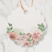 roze roze roze bloemen en bladeren bedankjes labels (Voorkant)