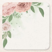 roze roze roze bloemen en bladeren kartonnen onderzetters (Voorkant)