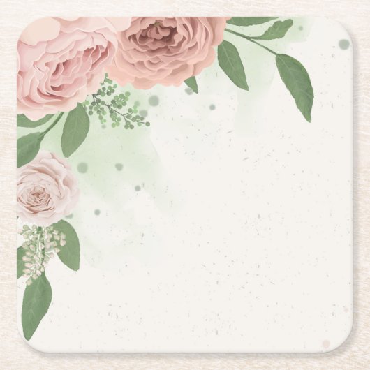 roze roze roze bloemen en bladeren kartonnen onderzetters (Voorkant)