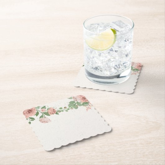 roze roze roze bloemen en onderzetter op papier (Insitu)