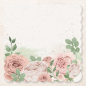 roze roze roze bloemen en onderzetter op papier (Voorkant)