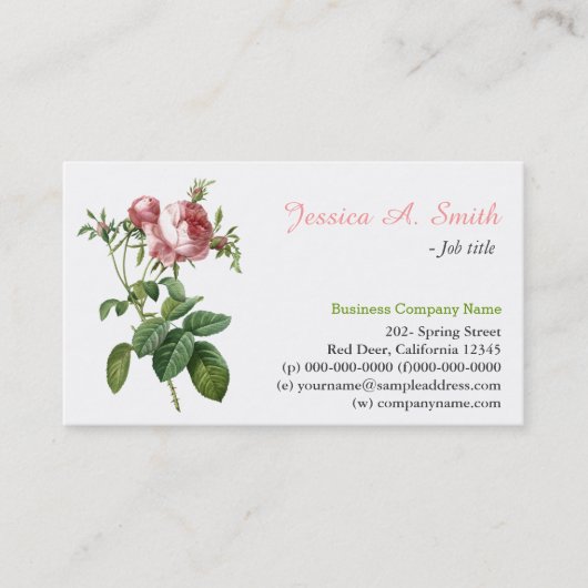   roze roze roze bloemen professioneel visitekaartje (Voorkant)