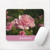 roze roze roze bloemen, voeg jouw naam toe muismat (Met muis)