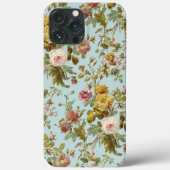 Roze roze roze bloemenpatroon op parelblauw Case-Mate iPhone case (Achterkant)