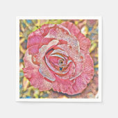 Roze roze roze bloemenschilderij Papier Napkin Servet (Voorkant)