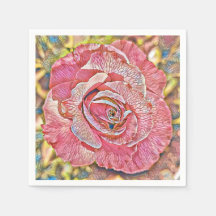 Roze roze roze bloemenschilderij Papier Napkin