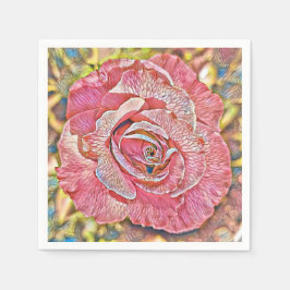 Roze roze roze bloemenschilderij Papier Napkin Servet