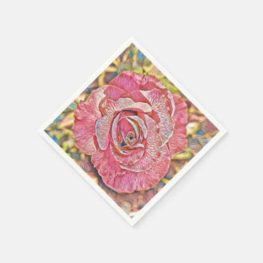 Roze roze roze bloemenschilderij Papier Napkin Servet (Hoek)