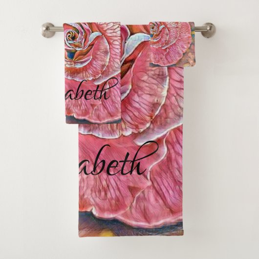 Roze roze roze bloemschilderij bad handdoek (Insitu)