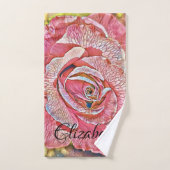 Roze roze roze bloemschilderij bad handdoek (Handdoek)