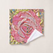 Roze roze roze bloemschilderij bad handdoek (Wasdoekje)