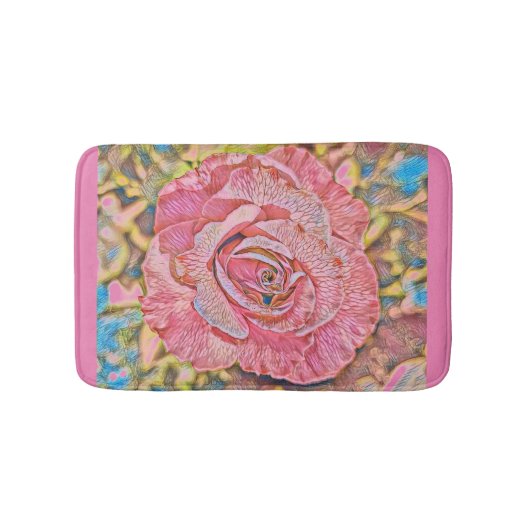 Roze roze roze bloemschilderij badmat (Voorkant)