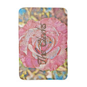 Roze roze roze bloemschilderij badmat (Voorkant Verticaal)