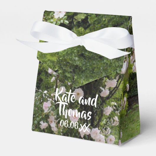 Roze roze roze bruine bruiloft bedankdoosjes (Voorkant Zijde)