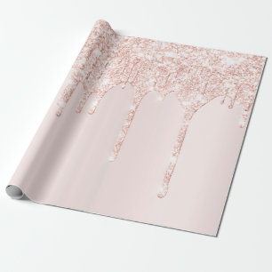 Roze roze roze bruine parkpoeder drift glitter cadeaupapier