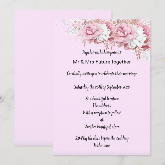 roze roze roze bruinktbruid kaart (Voorkant / Achterkant)