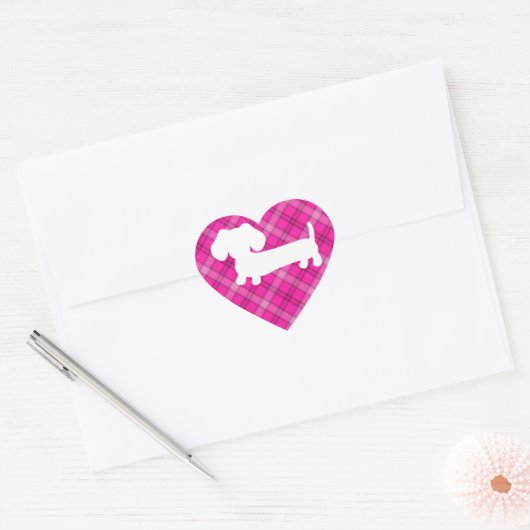Roze, roze, roze, dachshund-enveloplabels hart sticker (Envelop)