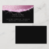 Roze roze roze diamantglitter zwart visitekaartje (Voorkant / Achterkant)