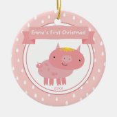 Roze roze roze - Eerste Kerstmis baby Keramisch Ornament (Voorkant)