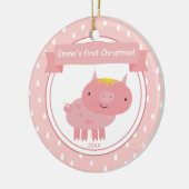 Roze roze roze - Eerste Kerstmis baby Keramisch Ornament (Links)