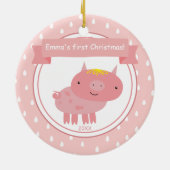 Roze roze roze - Eerste Kerstmis baby Keramisch Ornament (Achterkant)