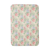 roze roze roze en blauw bloempatroon badmat (Voorkant Verticaal)