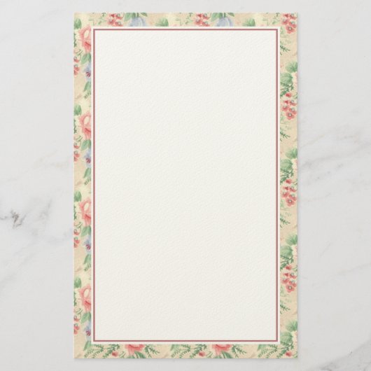  roze roze roze en blauw bloempatroon briefpapier (Voorkant)