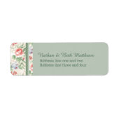 roze roze roze en blauw bloempatroon etiket (Voorkant)