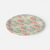 roze roze roze en blauw bloempatroon papieren bordje (Gekanteld)
