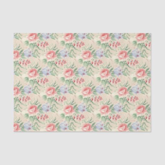 roze roze roze en blauw bloempatroon tissuepapier (Voorkant)