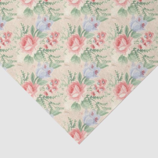 roze roze roze en blauw bloempatroon tissuepapier (Detail)