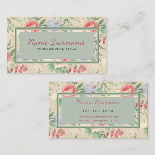  roze roze roze en blauw ventilatorpatroon op maat visitekaartje (Voorkant / Achterkant)