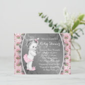  Roze Roze Roze en Grijs Baby shower Kaart (Staand voorkant)