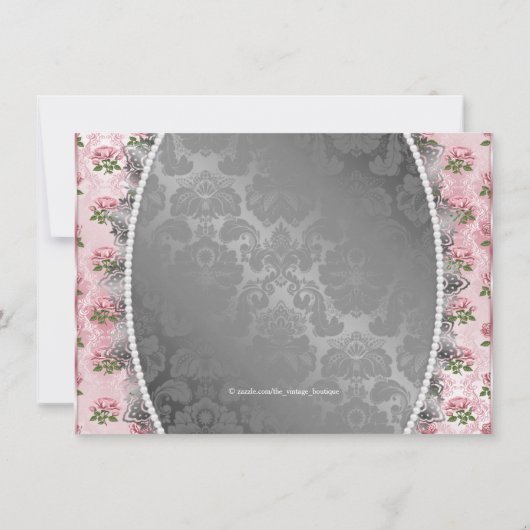  Roze Roze Roze en Grijs Baby shower Kaart (Achterkant)