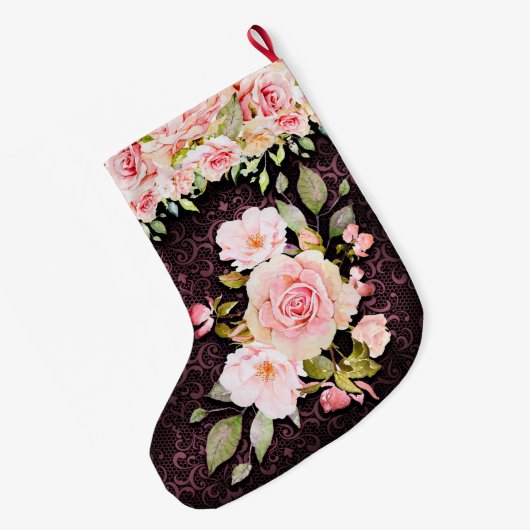  roze roze roze en kant grote kerstsok (Achterkant (Hangend))