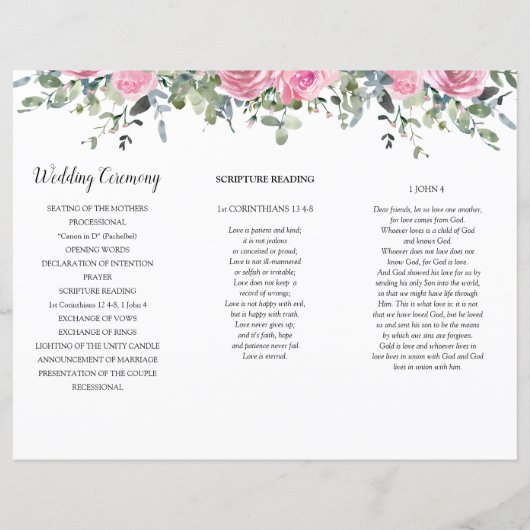 Roze Roze Roze Eucalyptus Orde van Dienst (Achterkant)