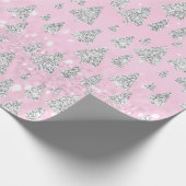 Roze roze roze Feestdagen met kerstbomen Cadeaupapier (Hoek)