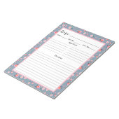 Roze Roze Roze Floral Dusty Blue Pattern Recipe Notitieblok (Schuin)