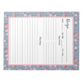 Roze Roze Roze Floral Dusty Blue Pattern Recipe Notitieblok (Voorkant)