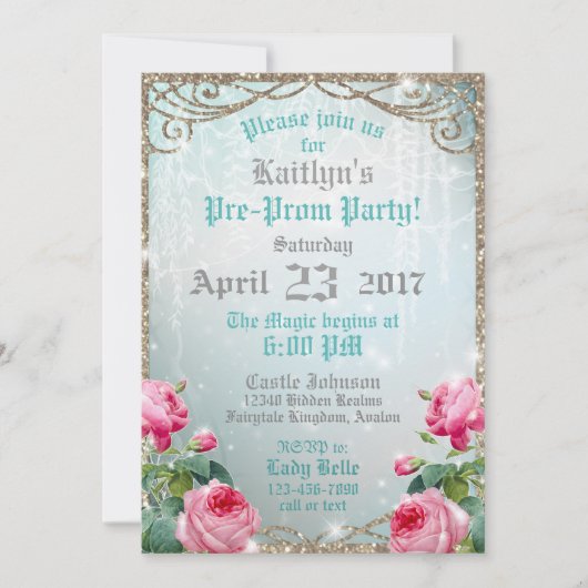 Roze roze roze gekantelde tuin pre-Prom Party Kaart (Voorkant)