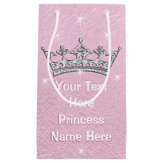 Roze roze roze, gepersonaliseerde prinses Gift Bag Klein Cadeauzakje (Voorkant)