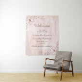 Roze Roze & Roze Goud Folie Bloemige Trouw Welkom Wandkleed (In situ)