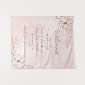 Roze Roze & Roze Goud Folie Bloemige Trouw Welkom Wandkleed (Voorkant (horizontaal))