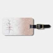 Roze roze roze goud glitter witte marmer Gepersona Bagagelabel (Voorkant horizontaal)