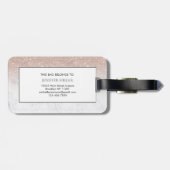 Roze roze roze goud glitter witte marmer Gepersona Bagagelabel (Achterkant horizontaal)